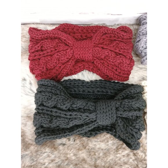 4 Pack Twist Knit Headbands Women‎ One Size Acrylic Red/Black/Gray/White - Picture 3 of 6